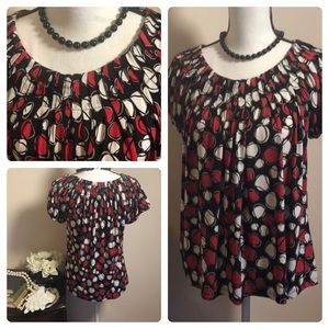 Style & Co petites women’s black & red top…